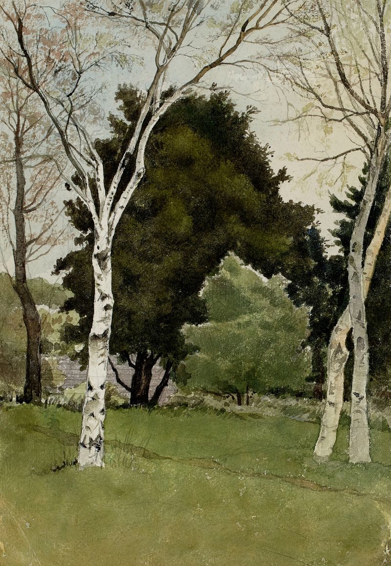 Pintura al óleo de paisaje de Henri Laurent Mouren que presenta un parque con flores y un camino de adoquines.