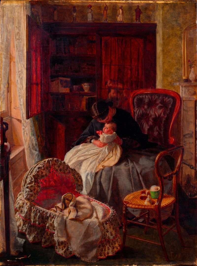 Figurative oil painting of an infant by Arthur Boyd Houghton