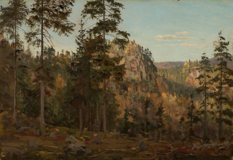 Pintura a óleo de Amaldus Nielsen mostrando águas serenas e reflexos