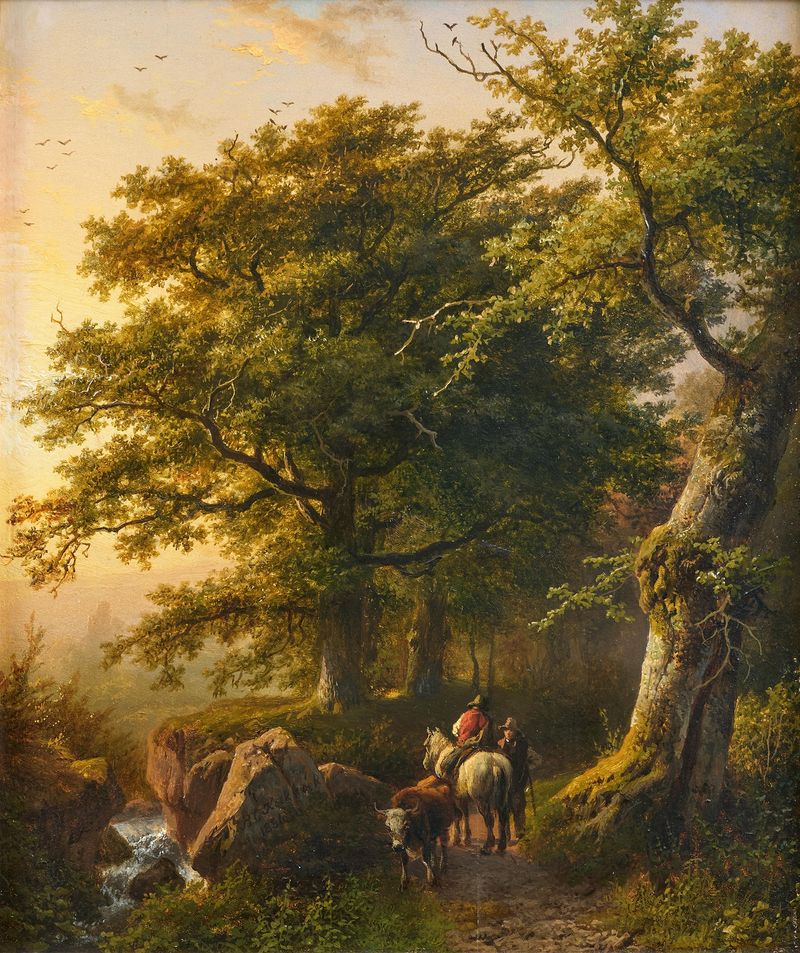 Pintura a óleo de Barend Cornelis Koekkoek retratando um prado de verão.