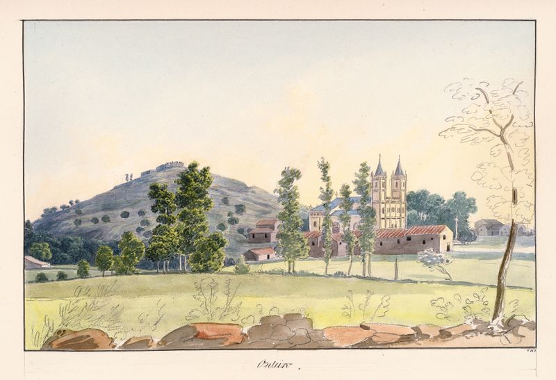 Outeiro de Charles Hamilton Smith, paisaje con colores vibrantes, pintura al óleo