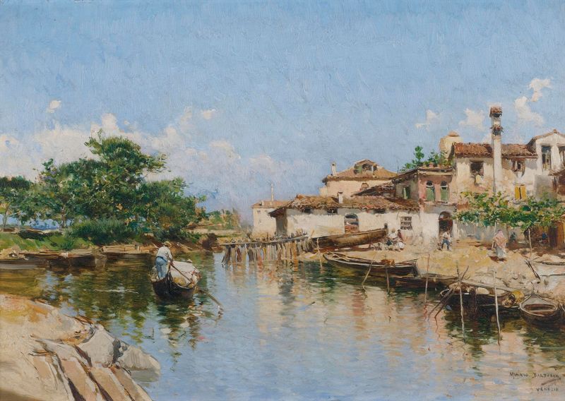 Venezia by Mariano Barbasán, oil on canvas depicting a landscape with buildings in morning light.