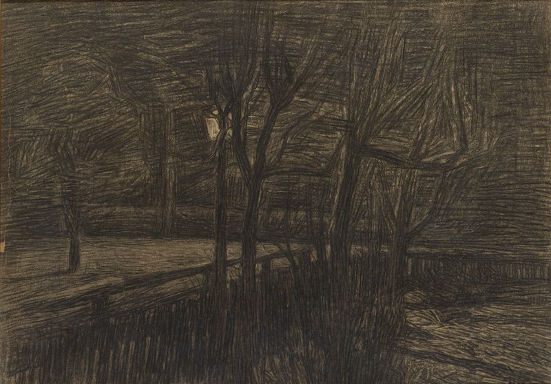 Still life featuring a lamp illuminated by warm light, by Herman Norrman, 1898