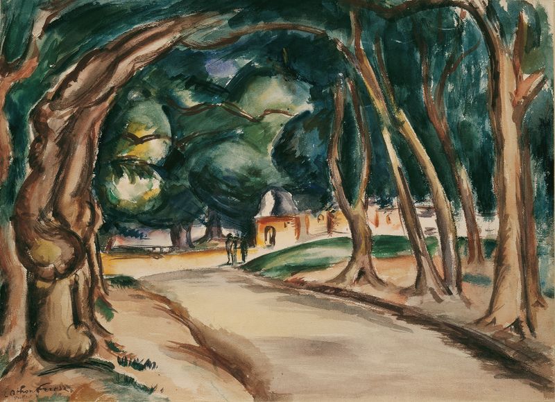 Allee by Emile Othon Friesz, oil painting depicting a vibrant landscape with trees and light.