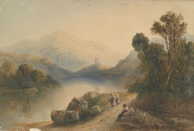 Castillo en Gales del Norte de Henry Maplestone, pintura al óleo que muestra muros de piedra y luz solar.