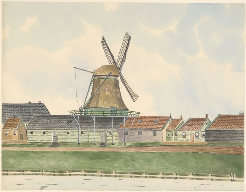 Post-Impressionism landscape featuring a windmill by Johannes Nicolaas Eijman