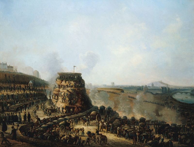 Cena histórica com Napoleão III e a imperatriz Eugénie, óleo sobre tela de Louis Moullin