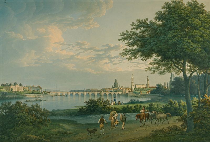 Paisaje de Dresde por Christian Gottlieb Hammer, pintura al óleo
