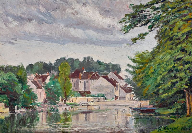 Etude à Nemours de Gustave Cariot, óleo sobre lienzo que muestra árboles y sombras