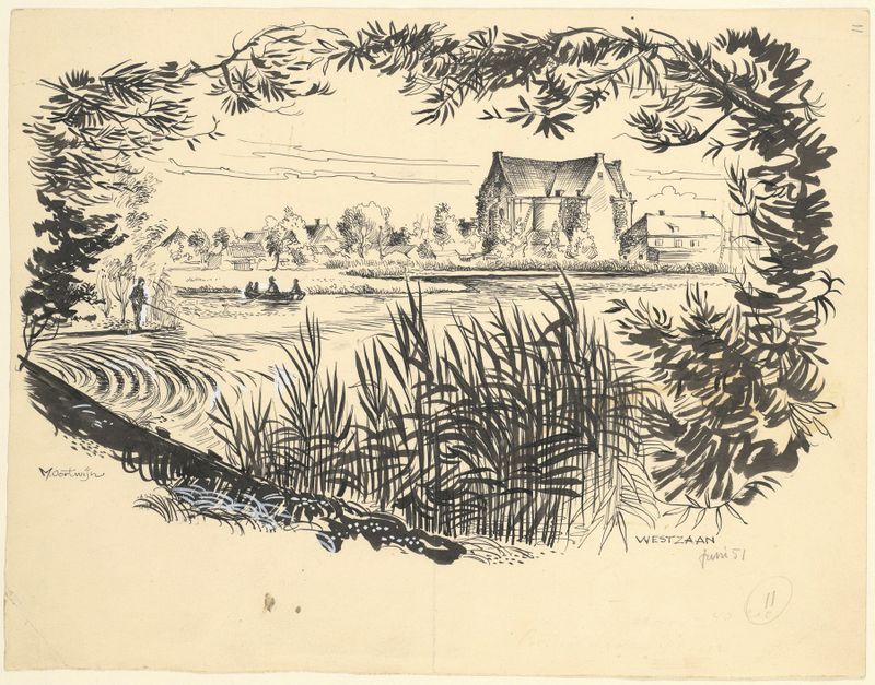 Paisagem mostrando águas tranquilas e céu de Maarten Oortwijn, 1951