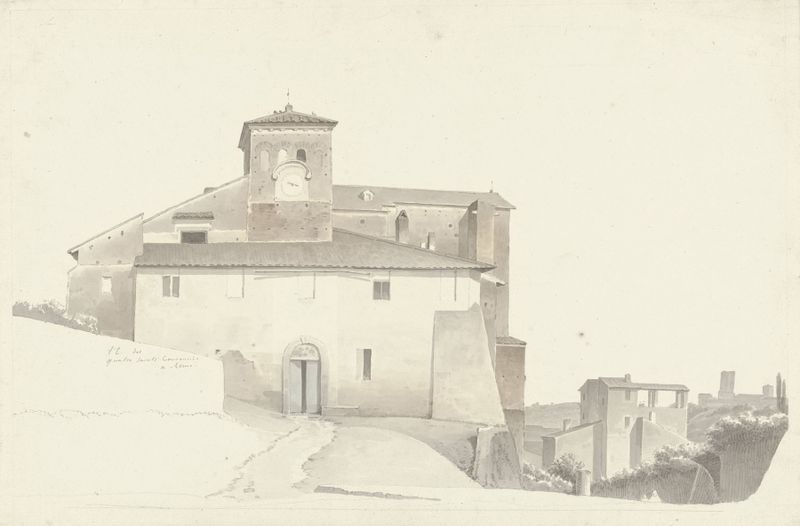A Basílica dos Santi Quattro Coronati em Roma, óleo sobre tela de Josephus Augustus Knip