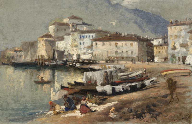 Landscape of Am Comer See (Lecco) by Albert Kappis, oil painting