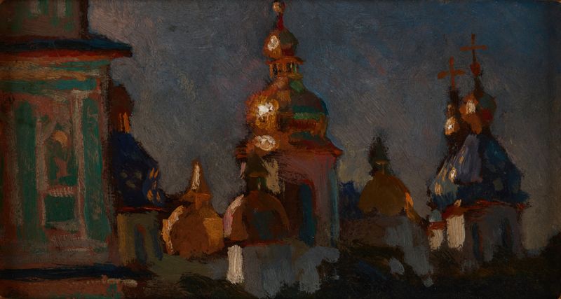 Iglesia Ortodoxa de San Sofía en Kyiv, pintura al óleo de Jan Stanisławski