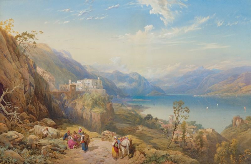 The Convent of Madonna del Sasso, Lago Maggiore, Italy, by Thomas Miles Richardson, oil painting