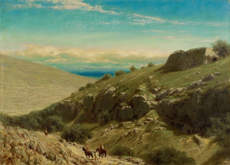 Paisagem de Palestina por James Fairman, retratando colinas suaves sob um céu crepuscular.