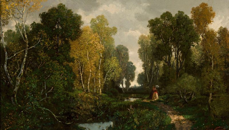 Forest in Fontainebleau, óleo sobre tela de Dominique Adolphe Grenet de Joigny
