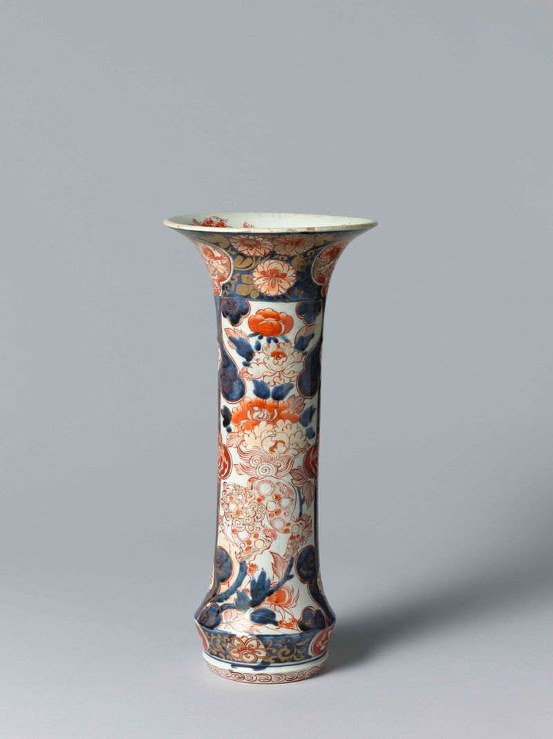 Beaker vase with shishi and floral scrolls, unknown artist