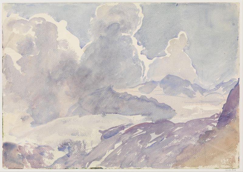 Sky and Mountains de John Singer Sargent, óleo sobre lienzo que representa nubes y un paisaje sereno.