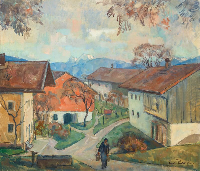 Rimsting am Chiemsee by Paul Roloff, an impressionist oil painting depicting a tranquil lake.