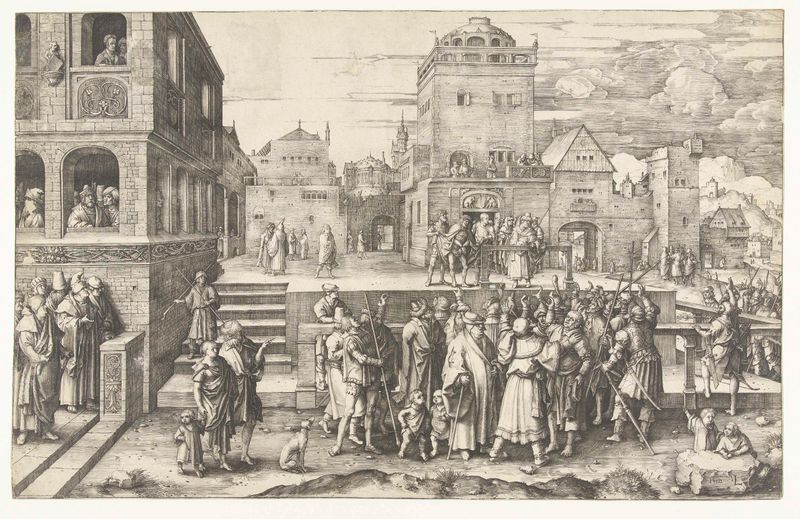 Engraving by Lucas van Leyden depicting Christ in De grote Ecce Homo