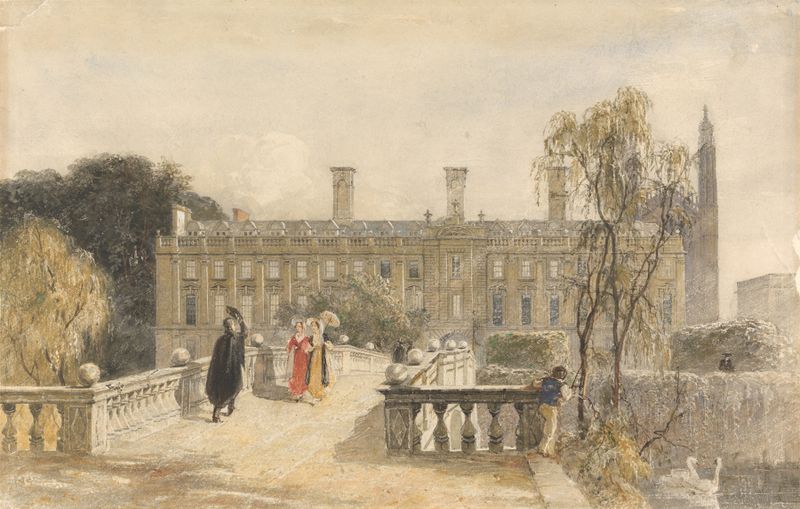 Clare College, Cambridge de George-Haydock Dodgson, presenta un río tranquilo y arquitectura serena.