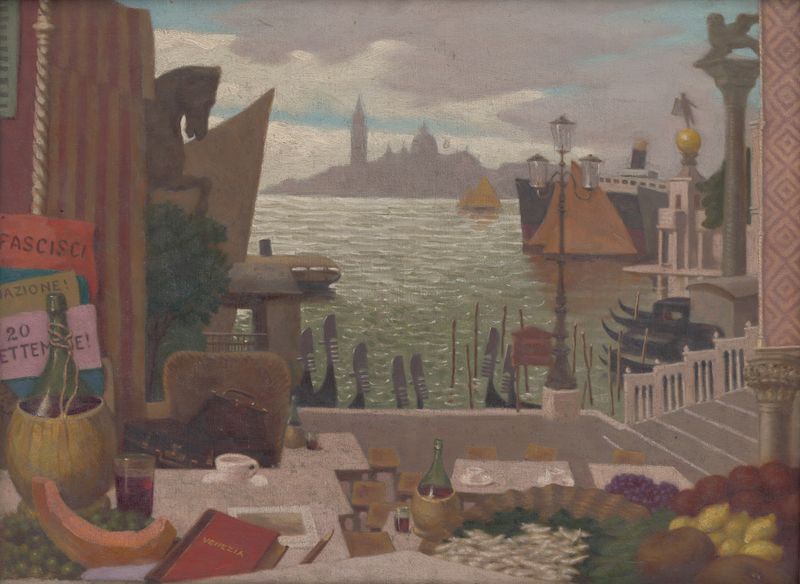 Memories Of Venice, oil on canvas by Milan Thomka Mitrovský, depicting a serene landscape at dusk.