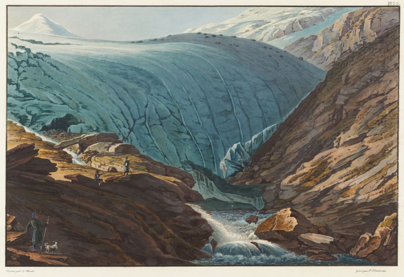 Paisagem com sombras e tons terrosos, óleo sobre tela de Johann Ludwig Bleuler