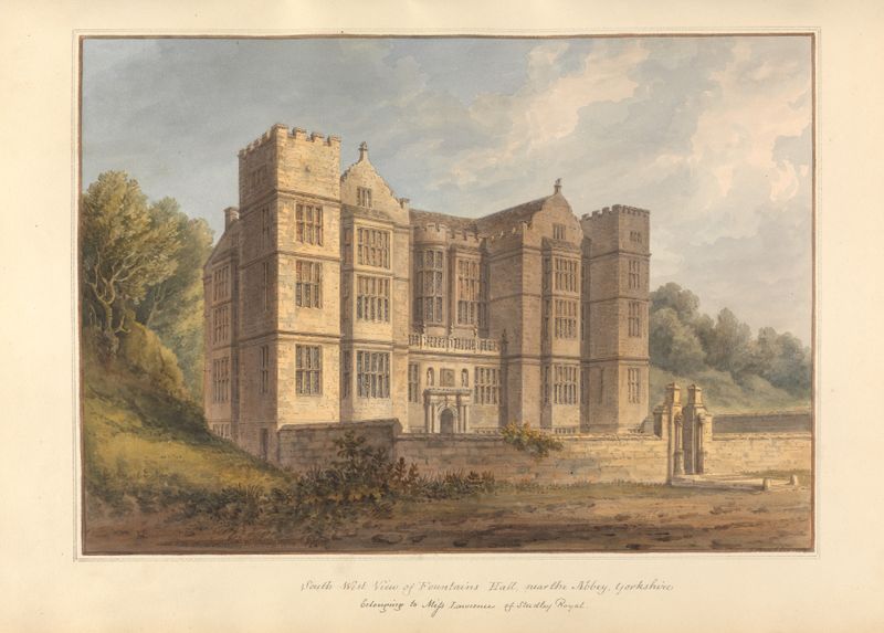South West View of Fountains Hall, Yorkshire de John Buckler, pintura a óleo