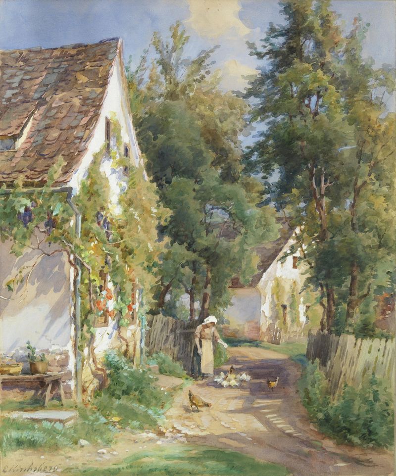 Vibrant summer landscape with flowers, oil on canvas by Ernestine von Kirchsberg