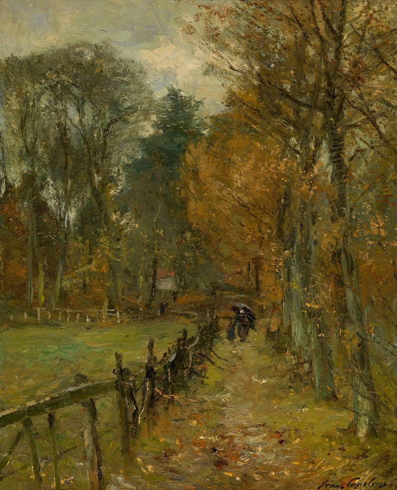 Landscape of a meadow with grass and light, oil painting by Franz Courtens