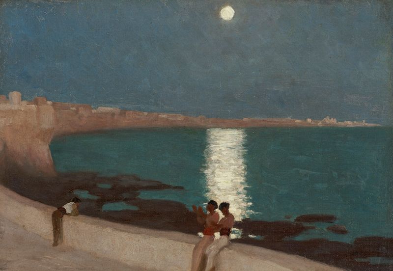 Moonlight over the Bay of Cadiz, oil painting by Frederic Leighton