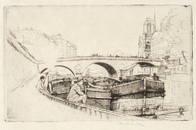 Ponte Saint Michel em Paris, óleo sobre tela de Józef Pankiewicz