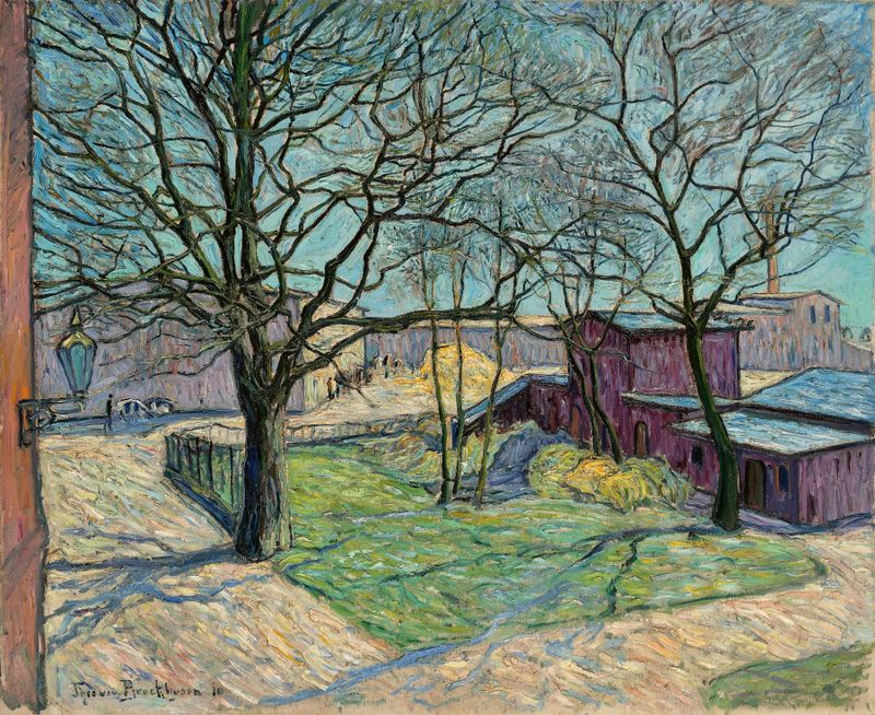 Manor house in Seelow, oil on canvas by Theo Von Brockhusen