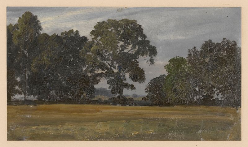Árvores em um prado no vale do Oder, óleo sobre tela de Adolf Dressler