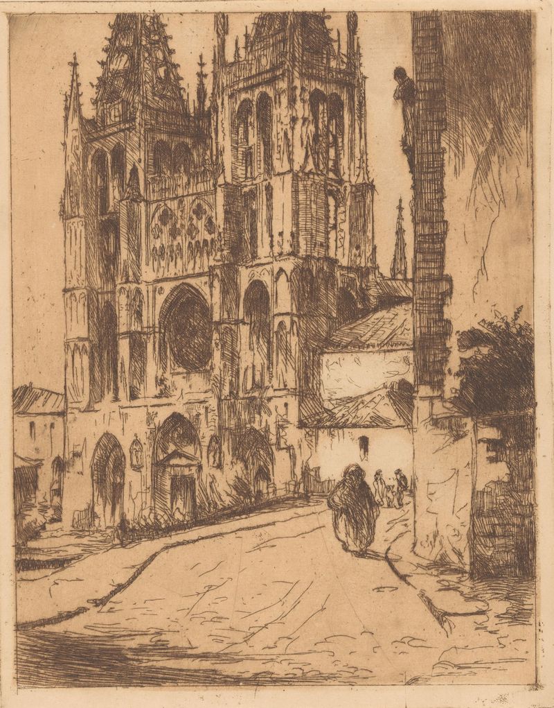 Óleo sobre lienzo de Willem Adrianus Grondhout que representa la Catedral de Burgos con luz serena.