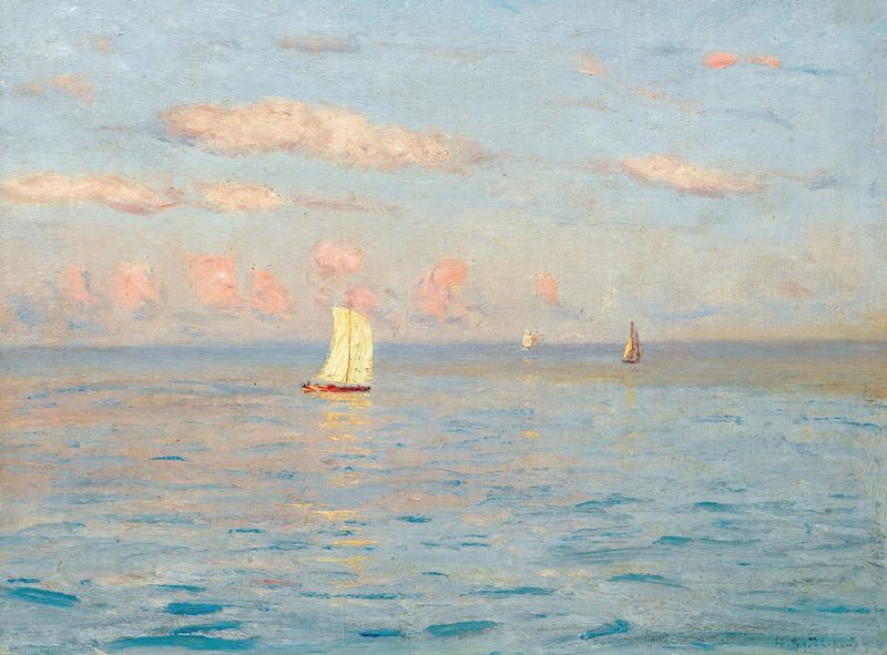 Sailing Boats oil painting by Nikolai Nikanorovich Dubovskoy depicting vibrant sails on the ocean