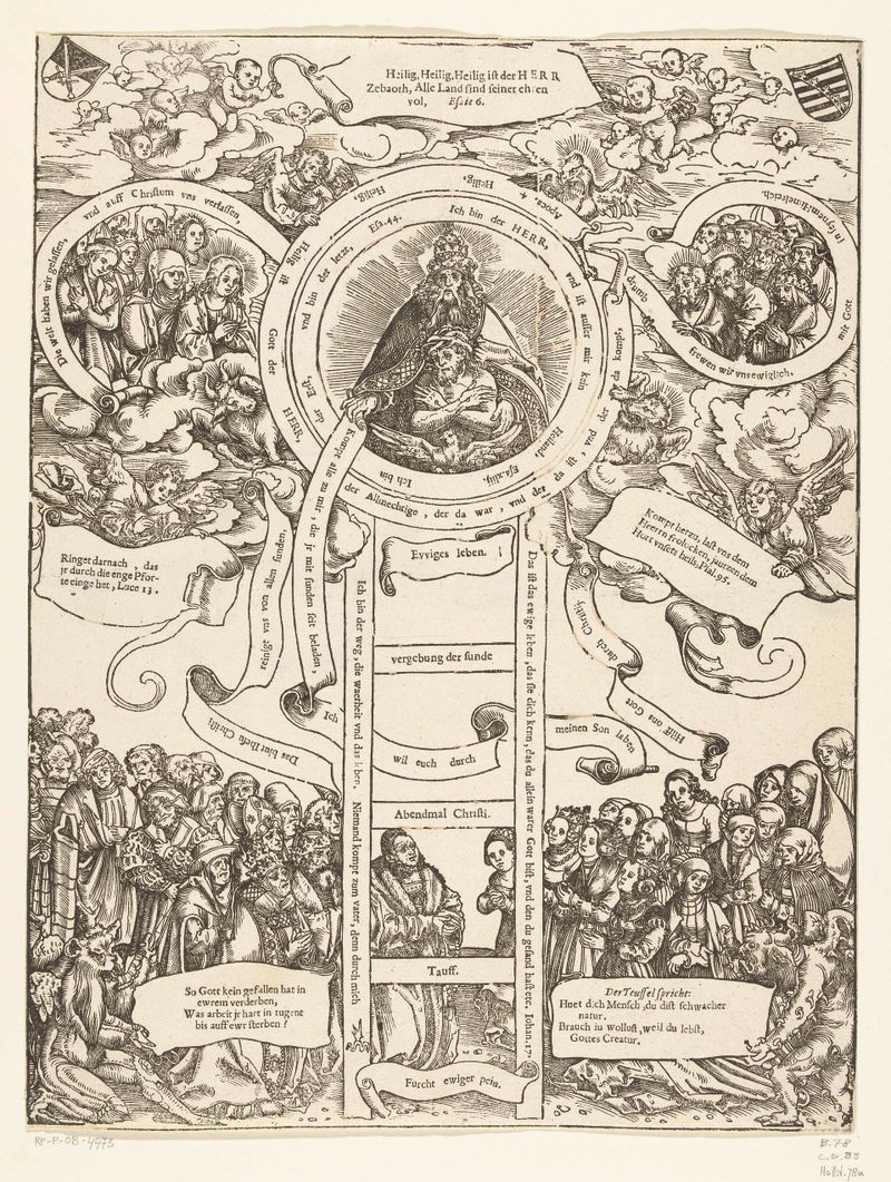 Dibujo religioso en papel de Lucas Cranach que representa a un hombre en contemplación.