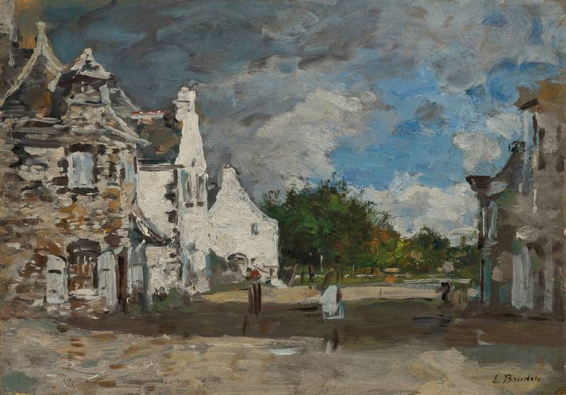 Paisagem com luz filtrando através das árvores, de Eugène Boudin, pintura a óleo.