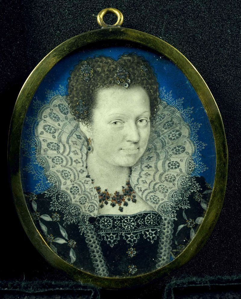 Retrato de uma mulher de Isaac Oliver, meio de pergaminho