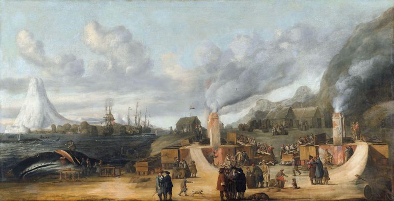 The Whale-oil Refinery near the Village of Smerenburg, oil on canvas by Cornelis de Man