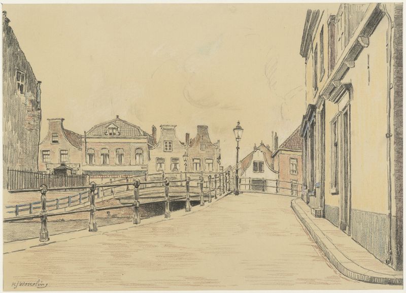 Modernism landscape by Hendrik Jan Wesseling featuring a bridge over water.