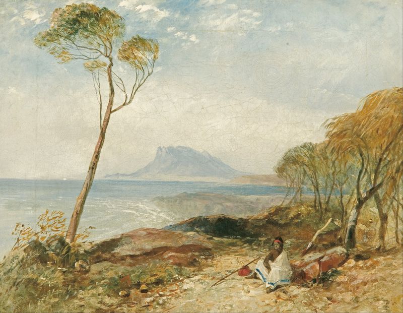 Watercolour by John Skinner Prout depicting hills and clouds in a vibrant landscape