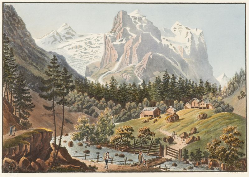 Paisaje de glaciar de Jakob Samuel Weibel, óleo sobre lienzo