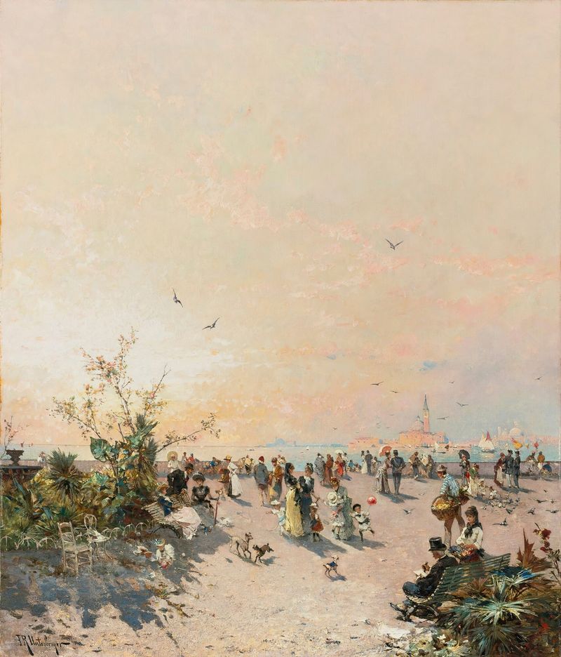 View of Venice from the Public Gardens, oil on canvas by Franz Richard Unterberger