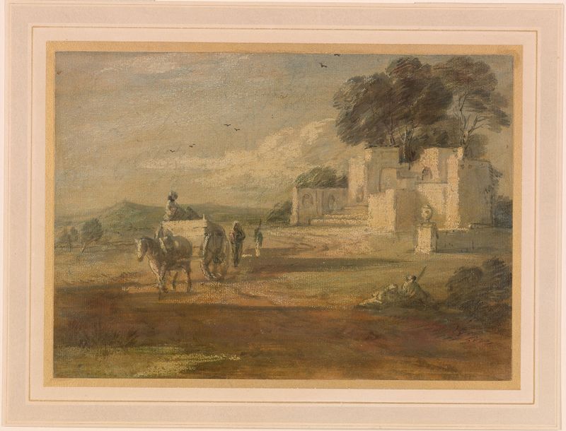 Paisagem com Cavalo e Carro, e Ruína de Thomas Gainsborough, pintura a óleo