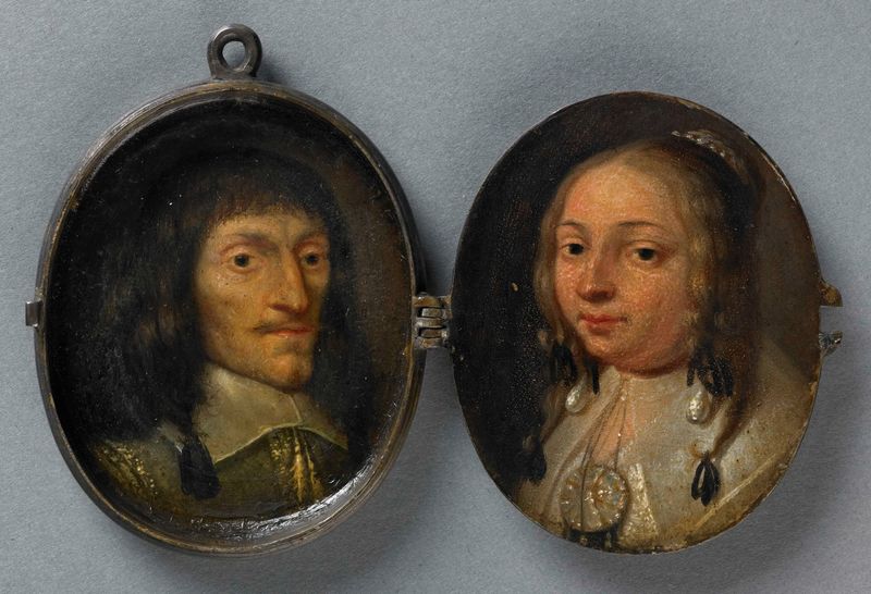 Retrato de un hombre y una mujer en metal de Unknown Artist