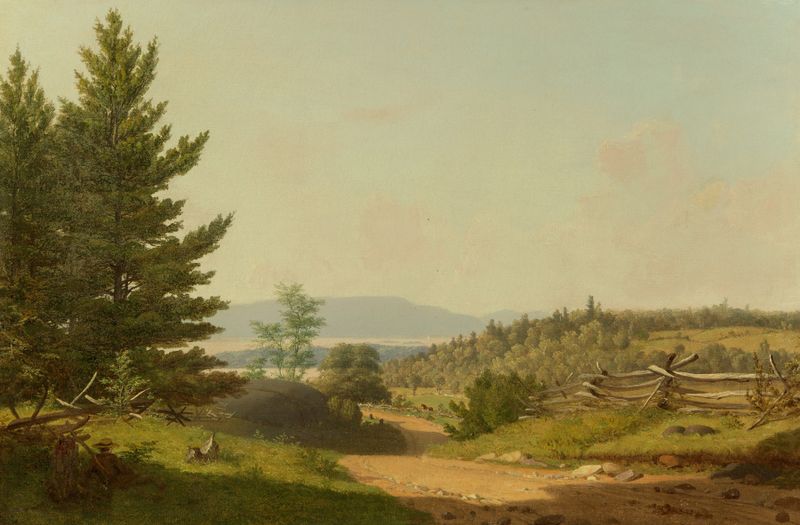 Cenário de estrada perto do Lago George, pintura a óleo de Sanford Robinson Gifford