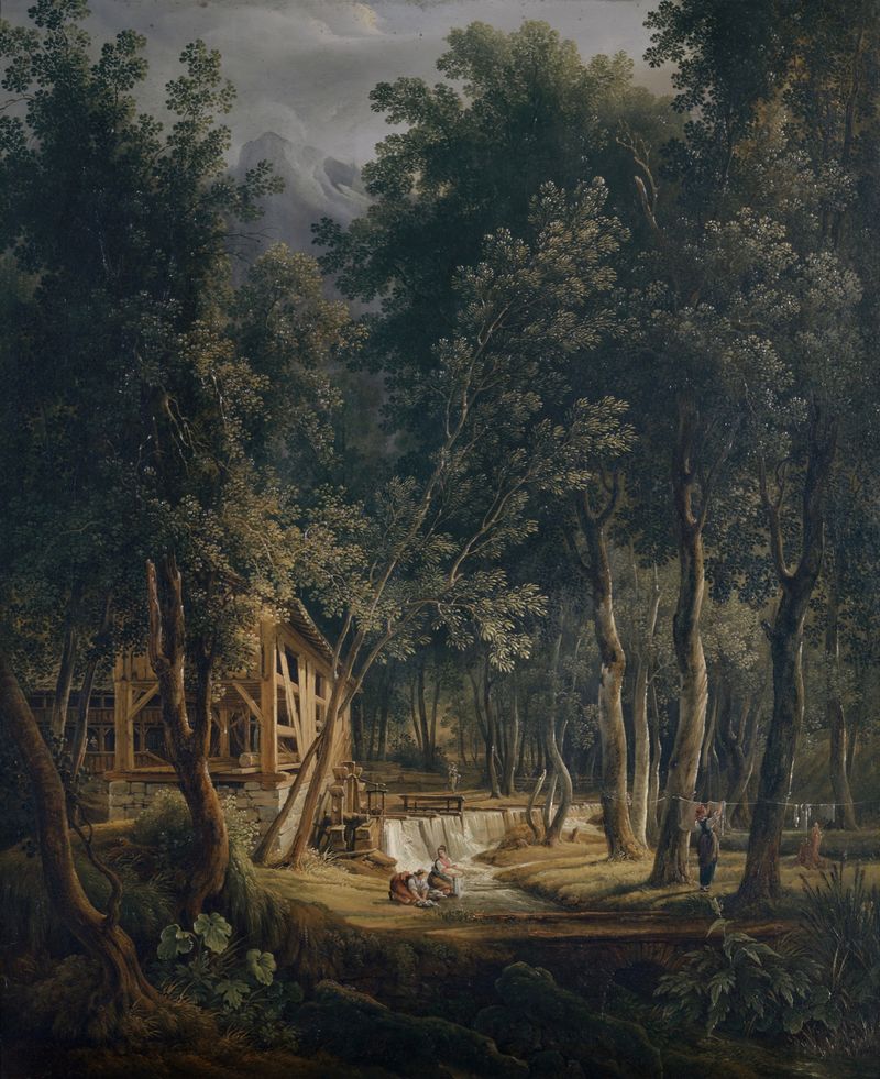 Sawmill in the Lauterbrunnen Valley, oil on canvas by Samuel Birmann
