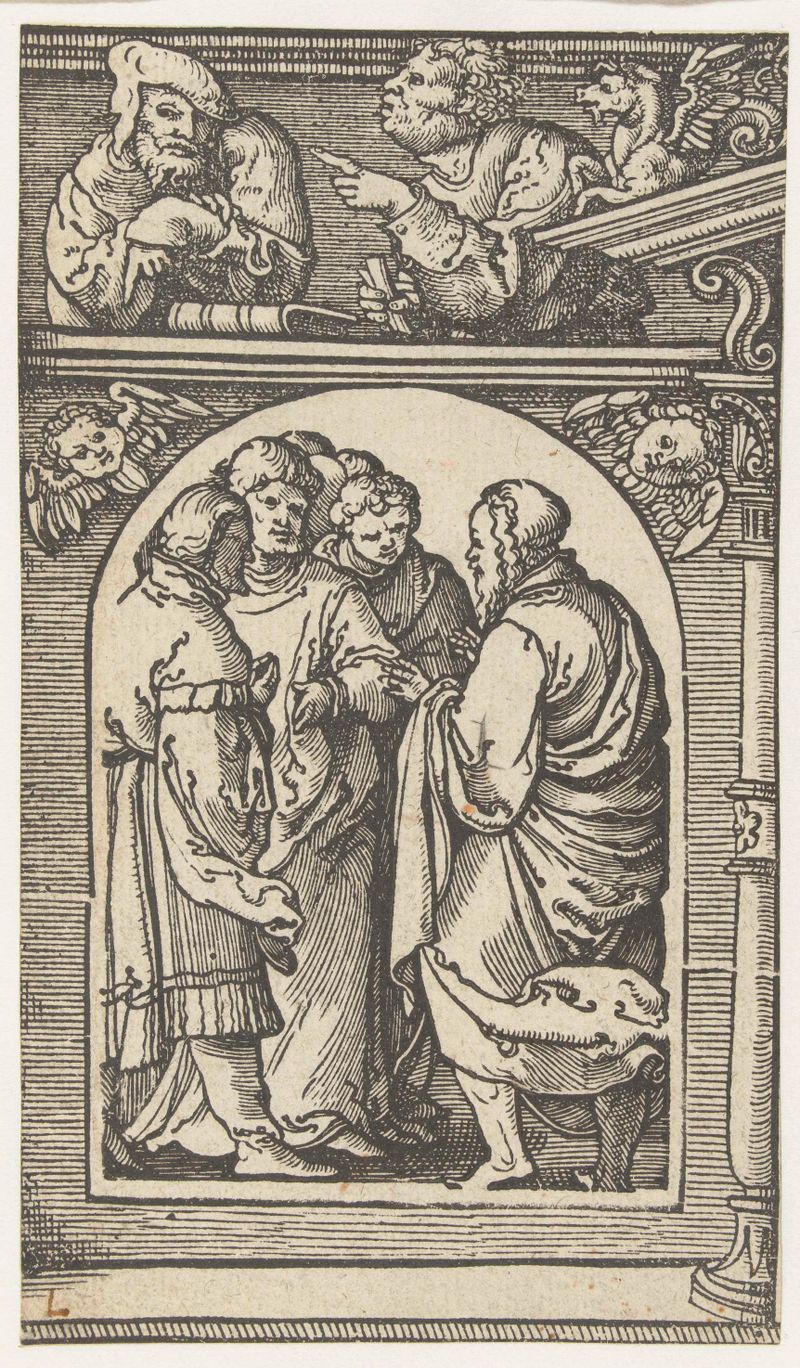 Escena religiosa con una figura y profetas, medio papel, Unknown Artist