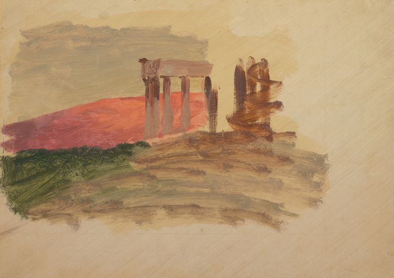Esboço rápido do Templo em Corinto, grafite sobre papel de Frederic Edwin Church